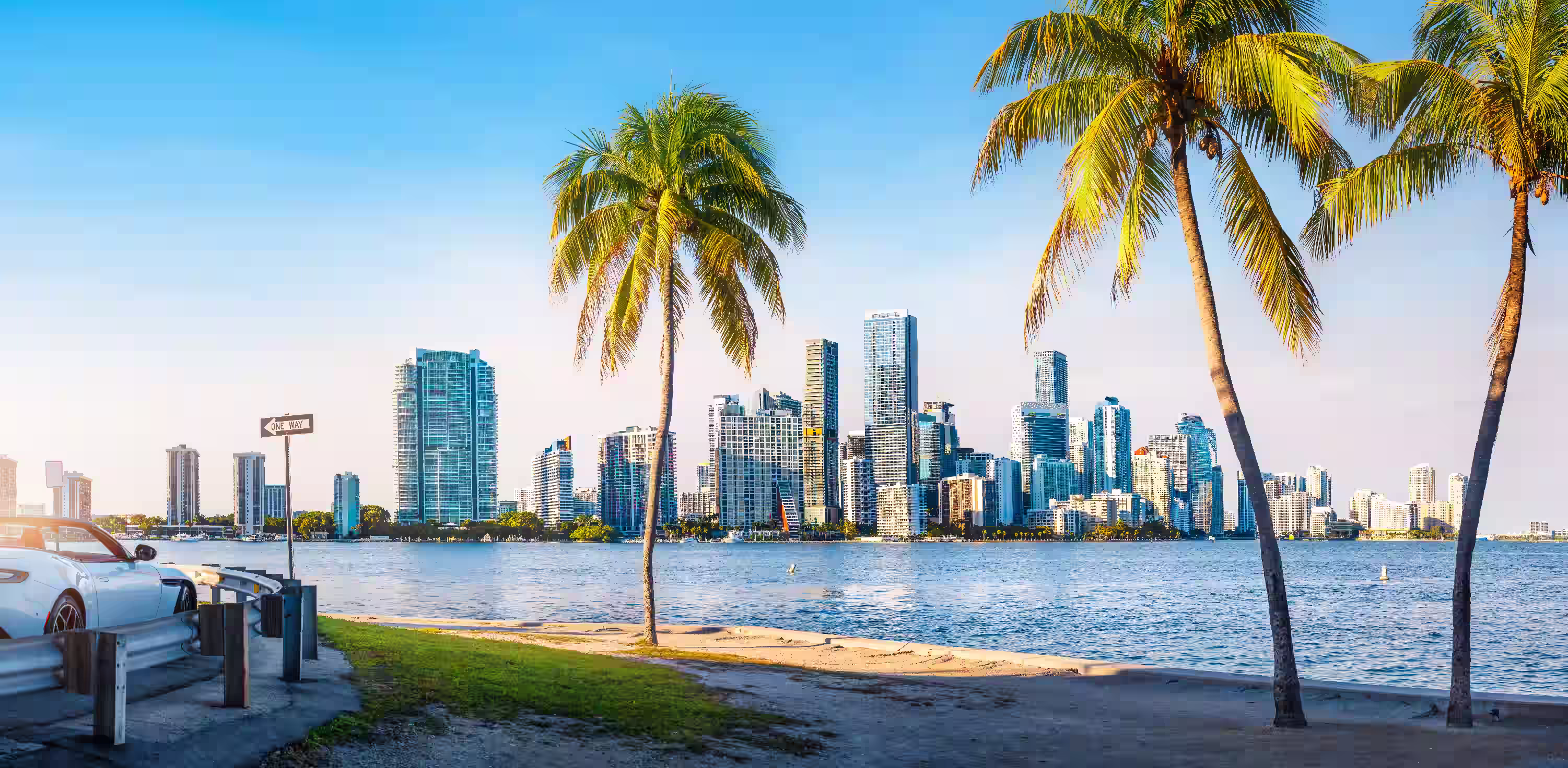 Miami skyline with modern buildings and waterfront