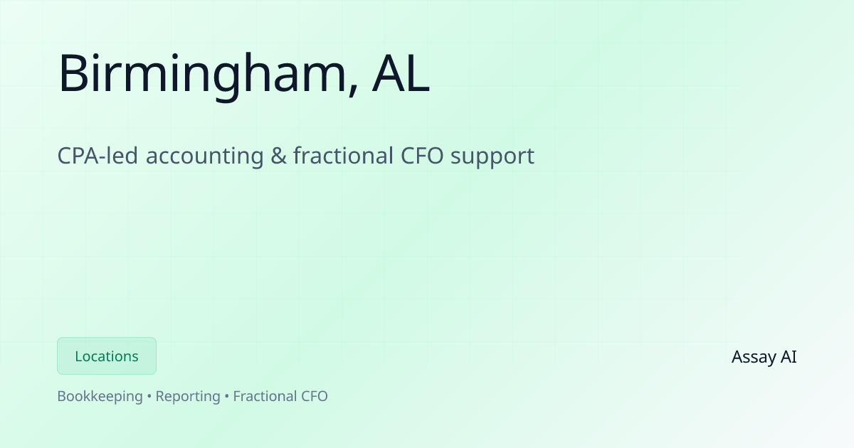 Accounting & Fractional CFO in Birmingham, AL